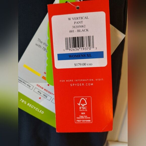 Spyder Women's Black 3M Thinsulate Snow Ski Pants Size XL NWT - Picture 5 of 12